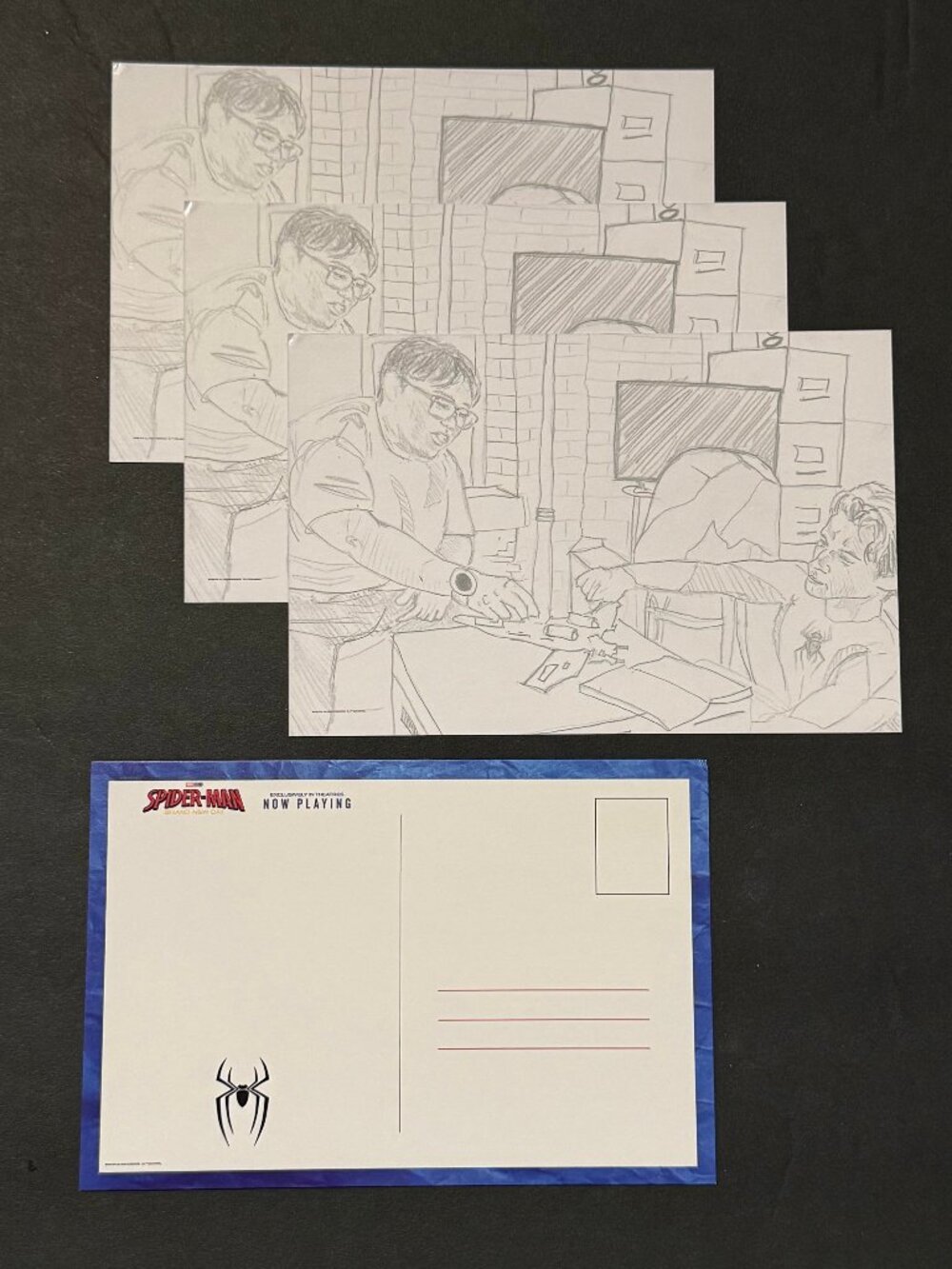 3x Spider-Man Brand New Day Postcard Pencil Sketch Movie Merchandise